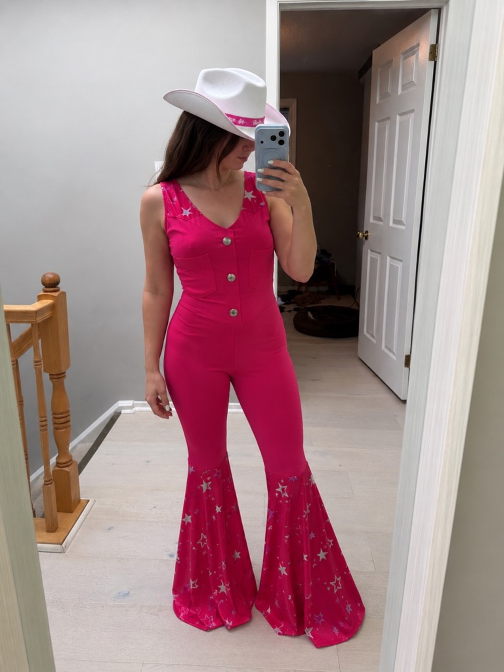 Women’s Barbie Movie Cowgirl Costume Jumpsuit and Hat